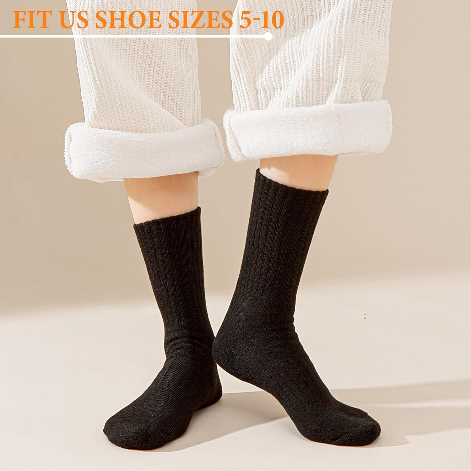VoJoPi Wool Socks for Women, Thermal Warm Hiking Boot Socks for Winter, Thick Cozy Cushioned Work Crew, 5 Pairs