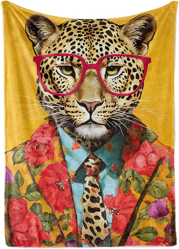 Leopard Throw Blanket Animal Print Throw Blanket Leopard Gifts Warm Soft Flannel for Girls Boys Women Teens Adults Bed Sofa Couch (50 in x 60 in)