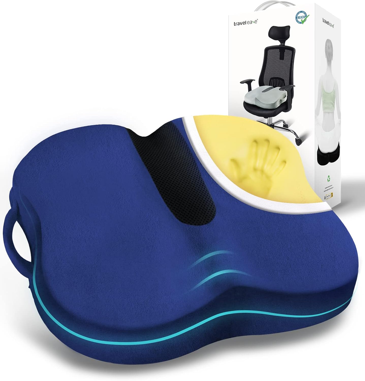 Memory Foam Coccyx Orthopedic Seat Cushion, TRAVEL EASE Seat Cushion