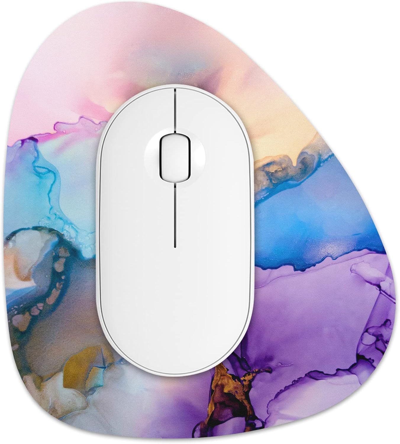 Rimilak Small Mouse Pad 6 x 7 Inch, Irregular Mini Mouse Pad with Non-Slip Rubber Base, Waterproof Compact Mouse Mat for Laptop Computer Wireless Mouse Keyboard Home Office Travel, Golorful Marble