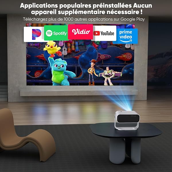 Videoprojecteur Intelligent Applications Intégrées Rétroprojecteur 1080P Natif Supporte 4K WiFi 6 Bluetooth 5.2 450 ANSI Correction Trapézoïdale Automatique Focus Électronique pour Android iOS HDMI - 3