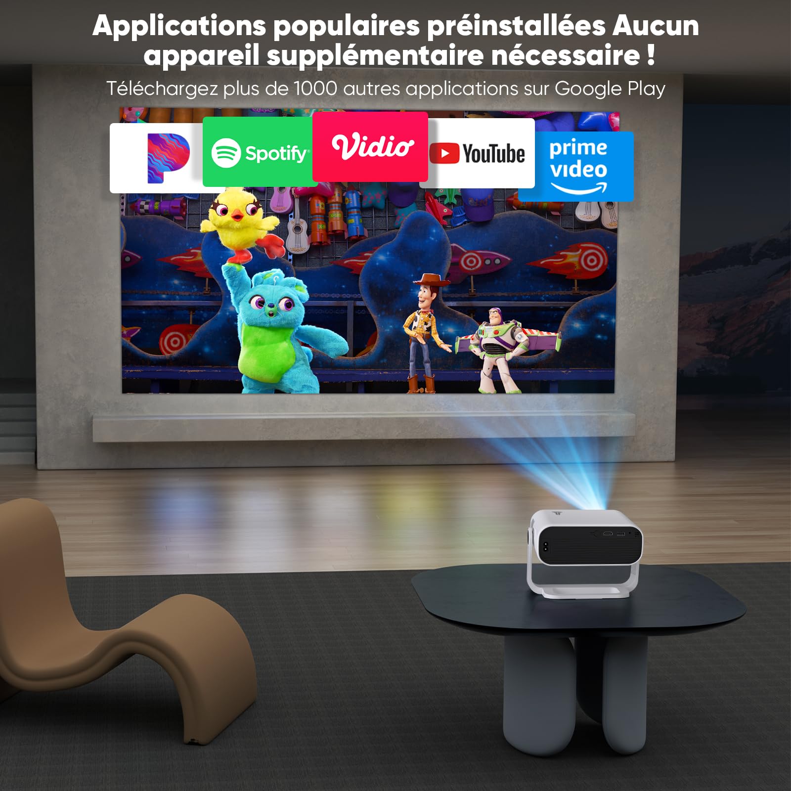 Videoprojecteur Intelligent 1080P Natif 4K WiFi 6 Bluetooth 5.2 210ANSI Correction Trapézoïdale Automatique Focus Électronique
