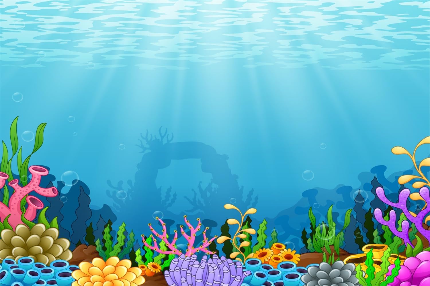 7x5ft Under The Sea Backdrop Ocean Underwater World Background Colorful Coral Blue Seawater Tropical Underwater Scene Children Little Mermaid Birthday Party Banner Baby Shower Photo Booth