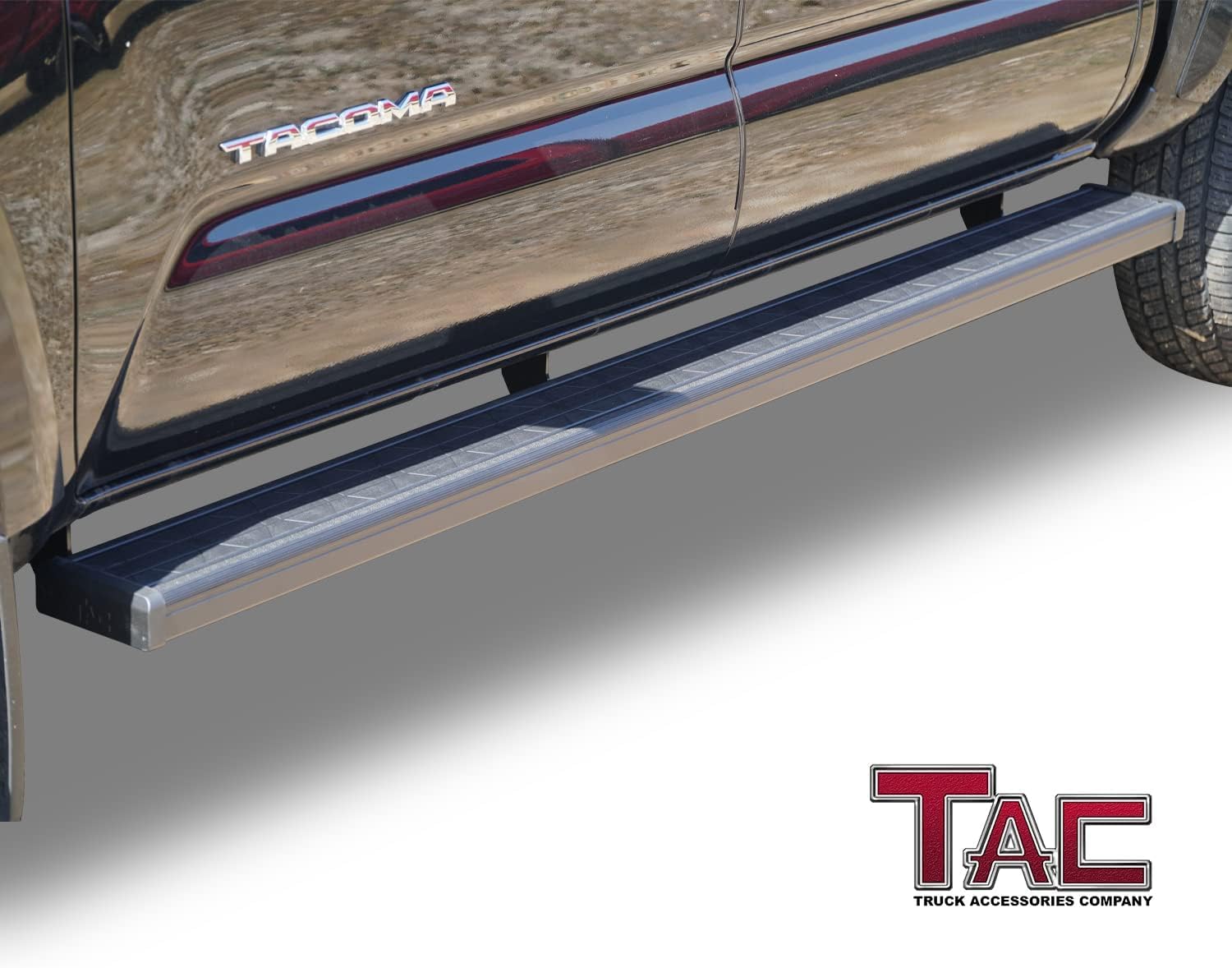 TAC Spear Running Boards Compatible with 2005-2023 Toyota Tacoma Double Cab Pickup 6" Side Step Rail Nerf Bar Truck Accessories Aluminum Texture Black Width Body and Soft top Lightweight 2Pcs