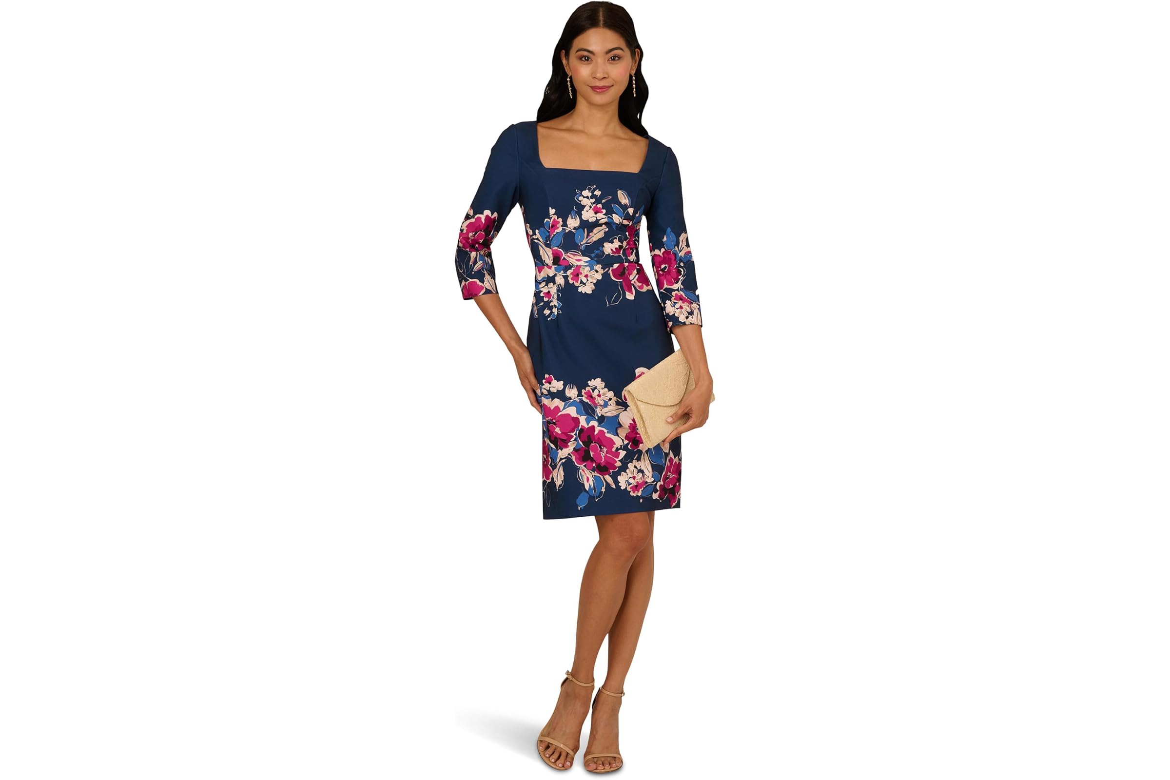 Платье Adrianna Papell Border Floral Midi Dress