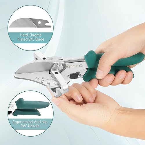 Miniatura 3 de OShine Tijeras de inglete de 22.5 grados para corte angular de molduras de madera, herramienta de corte de cuarto redondo, cortador de molduras de