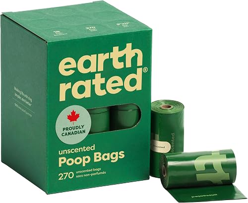 Earth Rated Poop Bags for Dogs, Guaranteed Leak Proof and Extra Thick Waste Bag Refill Rolls, Unscented, 270 Bags
