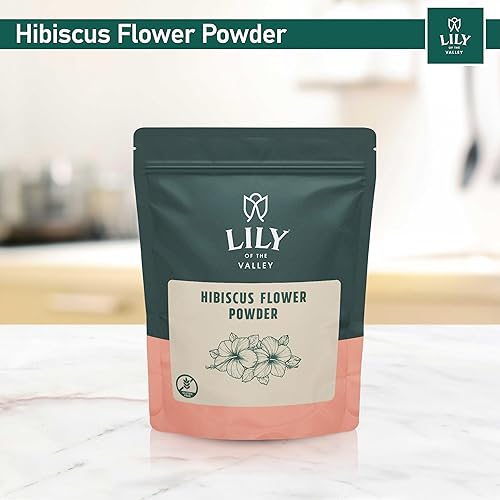 Miniatura 3 de Lily of the Valley Polvo de flor de hibisco  Hibiscus Sabdariffa molido  Ideal para cocinar, hornear, té, batido  Vegano y sin gluten  Bolsa