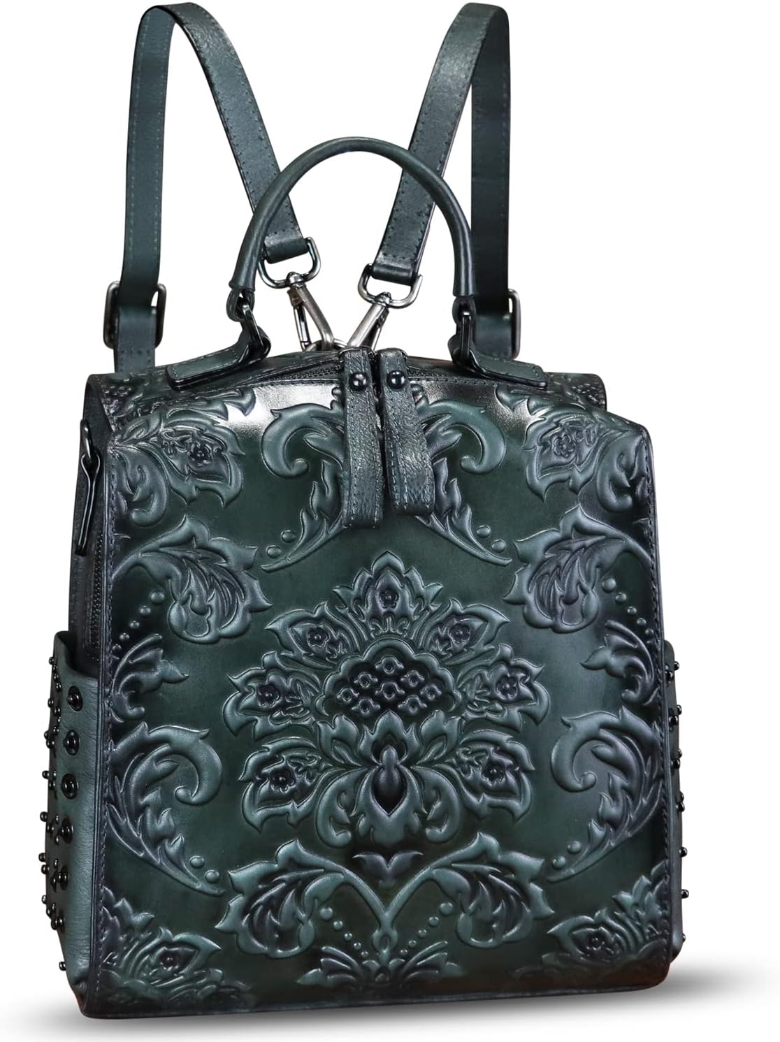 Genuine Leather Purses and Handbags for Women Embossed Leather Backpack Convertible Shoulder Bag Satchel Purse | Genuine Leather, Embossed Leather, Convertible, Purse