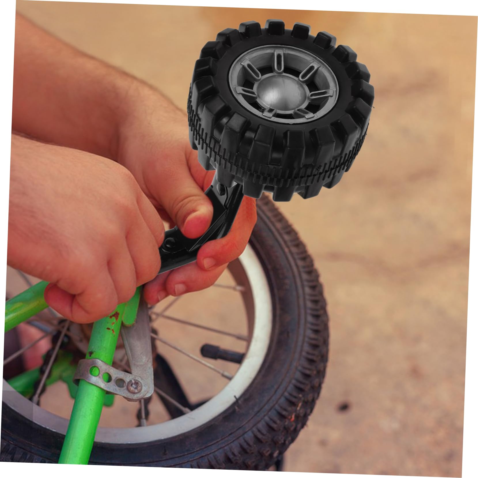 HANABASS Ruedas Auxiliares de Metal Negro para Bicicleta Infantil Soporte de Entrenamiento Seguro y Estabilizador Ajustable para Niños