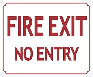 Fire Exit No Entry Sign (Aluminium Reflective, Red 12X10)