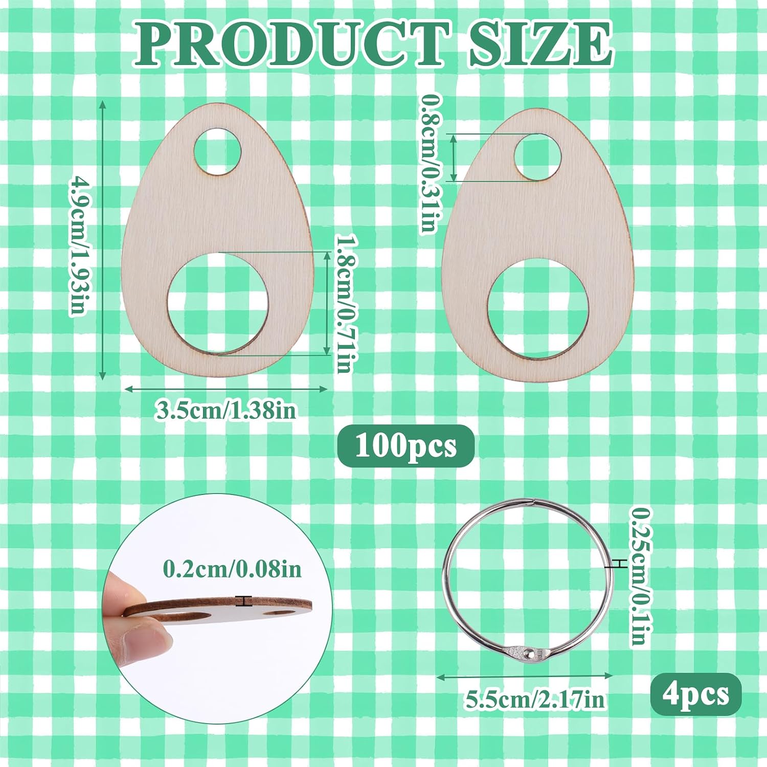 Wood Thread Drops,100 PCS Teardrop Wood Cross Stitch Thread Organization with Floss Ring for Craft DIY Sewing Storage