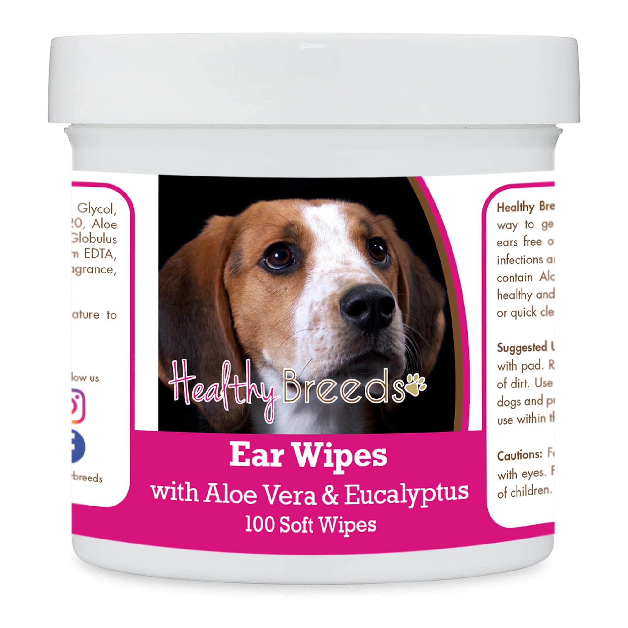Healthy Breeds American English Coonhound Ear Cleaning Wipes with Aloe &amp; Eucalyptus for Dogs 100 Count