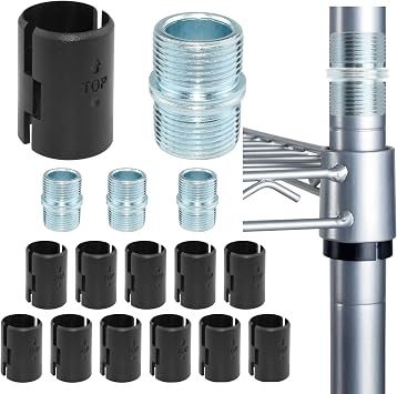 SDTC Tech 12 Pairs Wire Shelf Clips 1"ID X 1.7"H and 4 Pcs Pole Butt Connectors 0.91"OD X 1.28"H for 1 Inch / 25.4 mm Post - Shelf Lock Clips Shelving Sleeves Replacements for Wire Shelving System