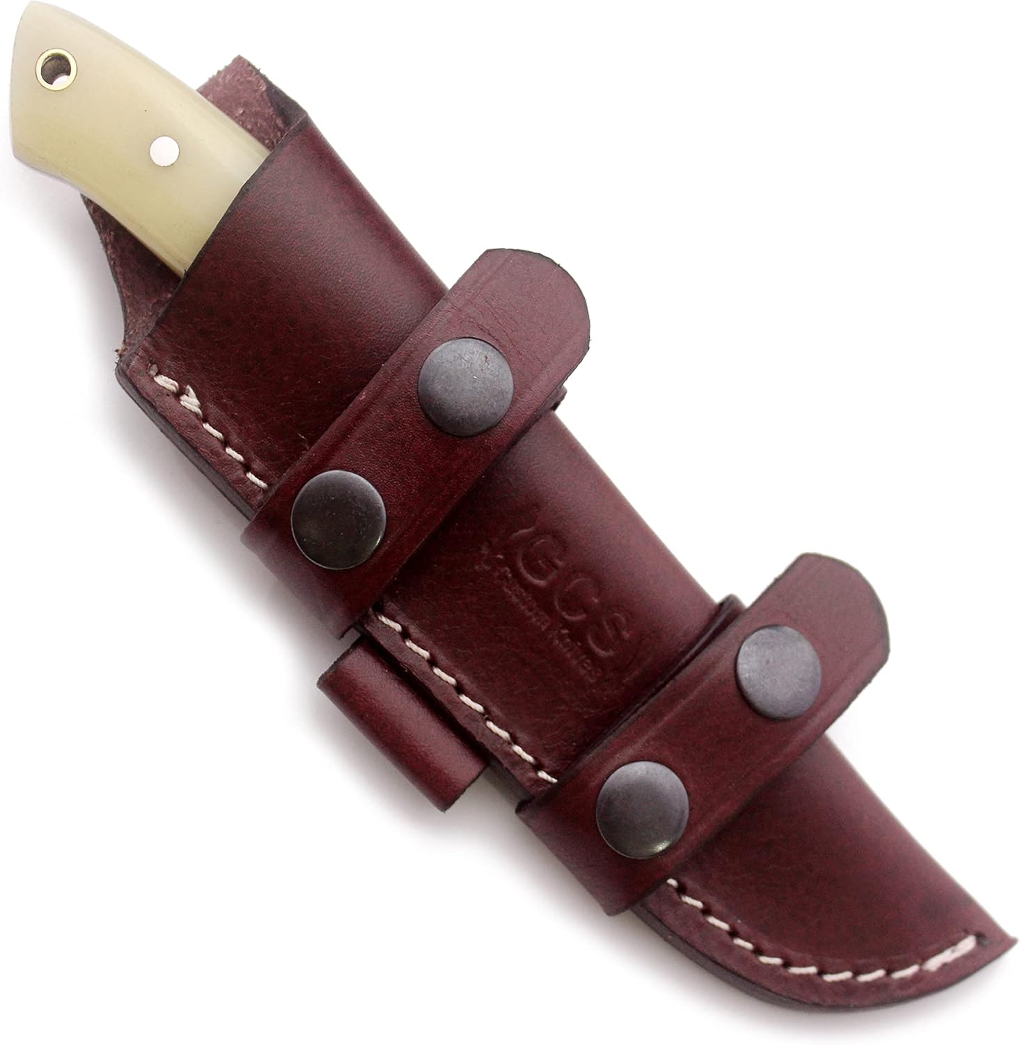 GCS Handmade Camel Bone Handle D2 Tool Steel Tactical Hunting Knife with leather sheath Full tang blade designed for Hunting & EDC GCS 318