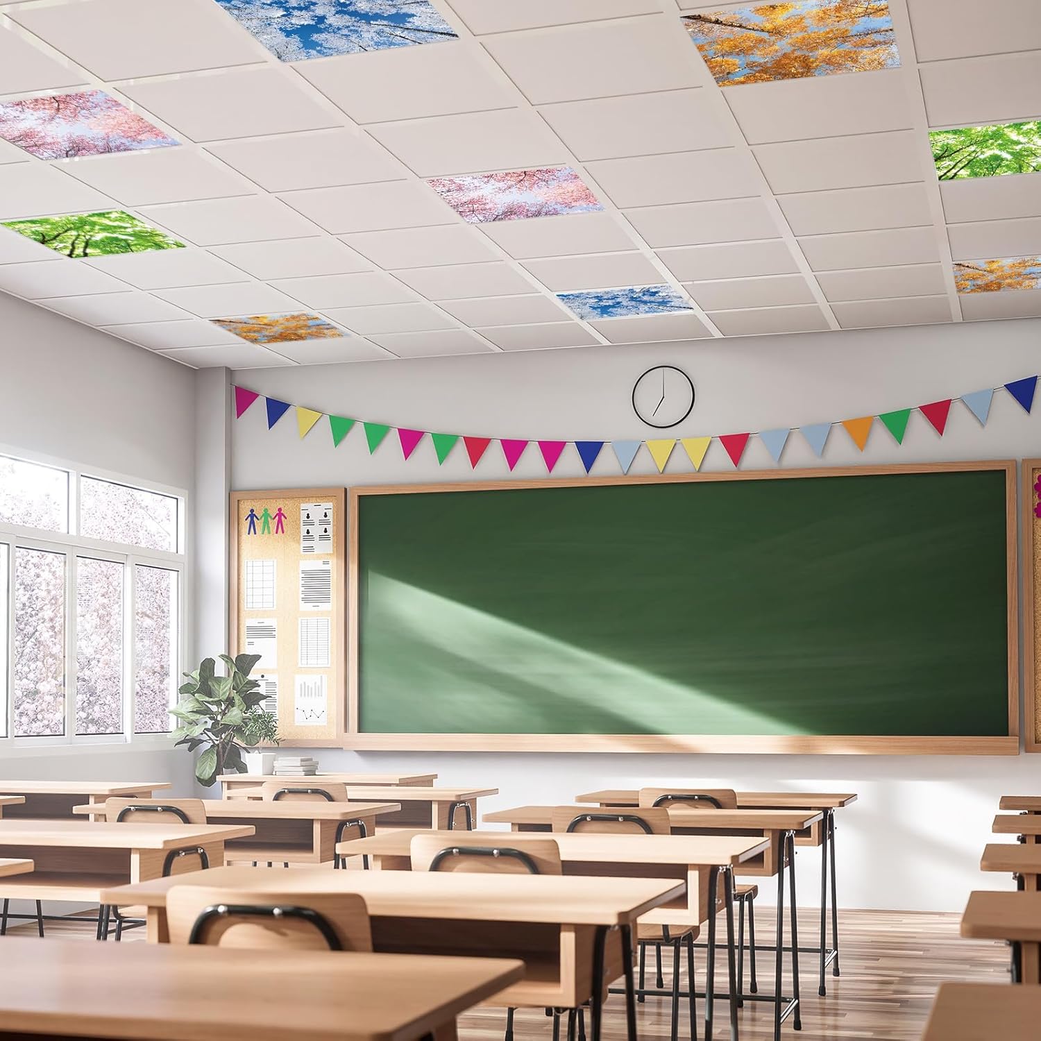 8 Pcs Fluorescent Light Covers with 64 Magnets Decorative for Classroom Ceiling Lights 2 x 2 Feet Magnetic Light Covers Filter Easy Install for Office Hospitals & Home Drop Ceiling Supplies（Season）