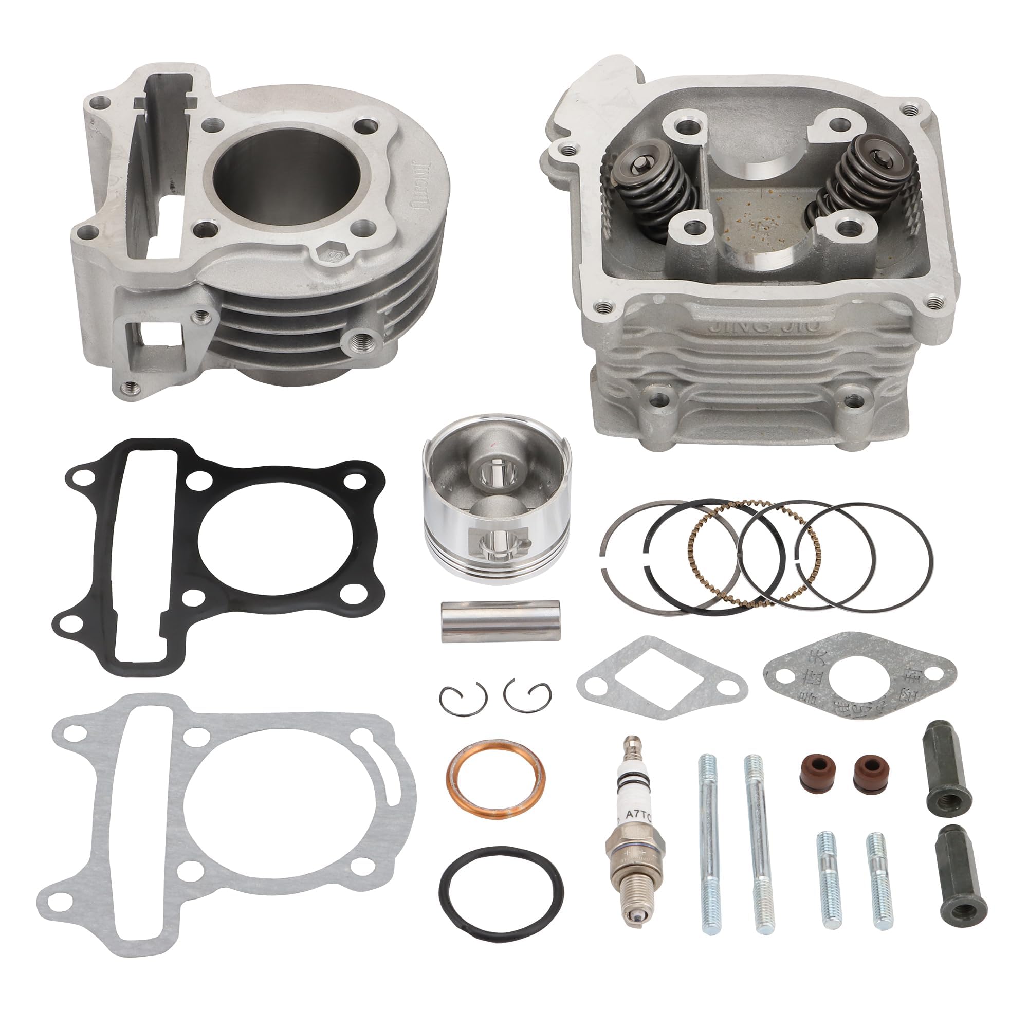 WOOSTAR 47mm Cilindro con Cilindro Culata con Juego de Anillos de Pistón y Kit de Juntas Reemplazo para GY6 72cc 80cc Taotao 49cc 50cc 4 Tiempos 139QMB 139QMA Motor Scooter Ciclomotor ATV