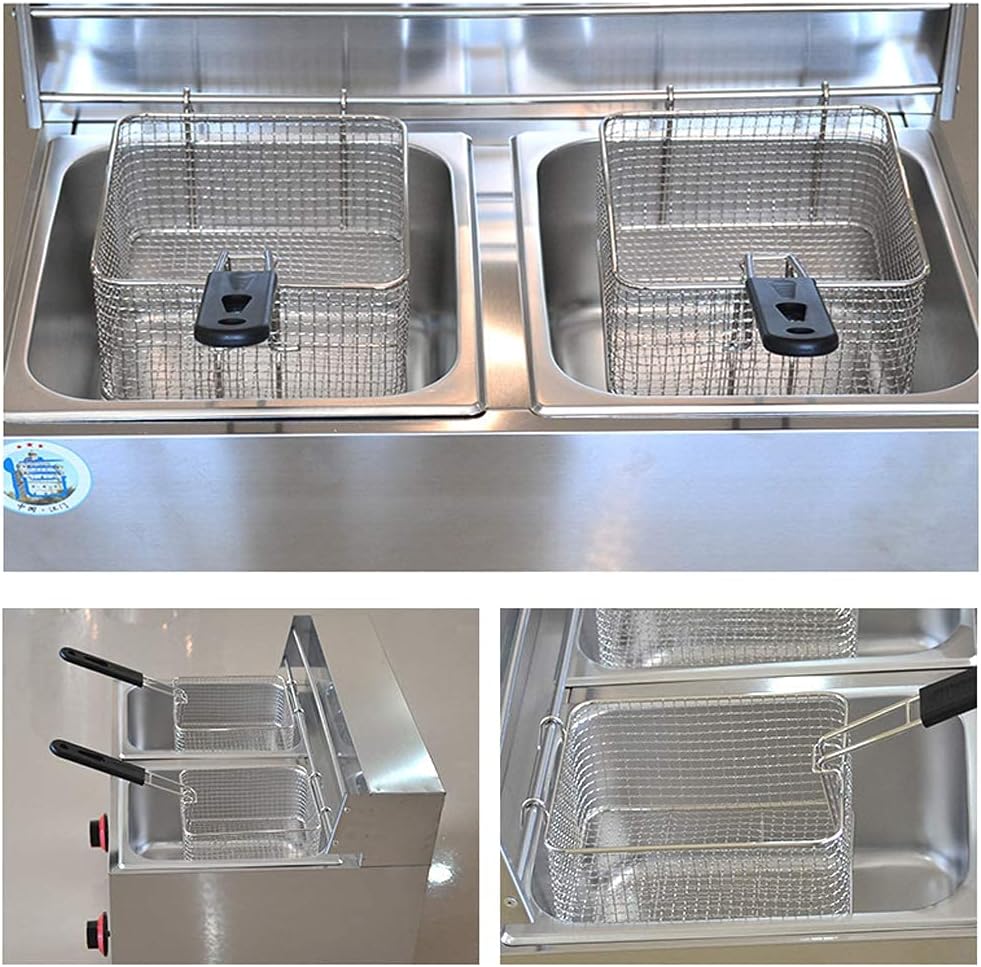 Fryer Basket,Commercial Gas Fryer Stainless Steel Double Fryer,Large Capacity Gas Fryer Easy to Clean for Cooking Food and Fries Home Restaurant Home