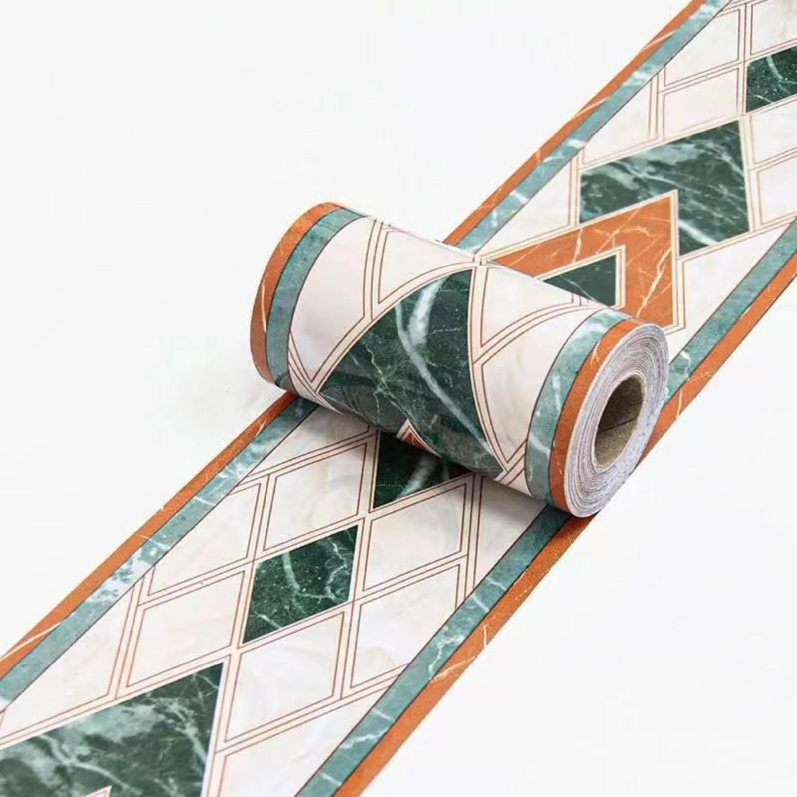 VisitRyl Green and White Wallpaper Border Self Adhesive Wall Tiles Decorative, Peel and Stick Wall Border Bathroom Stickers Green, Yellow, White, Modern 10cm X 1000cm — image 1