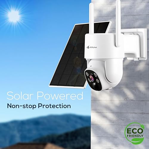 Miniatura 4 de Kittyhok Sistema de cámara de seguridad solar para exteriores inalámbrico 4 cámaras de seguridad PTZ solares 2K, visión nocturna a color