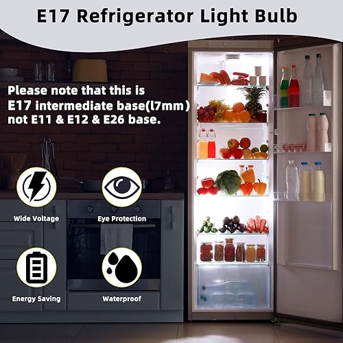 Miniatura 5 de KEI D28A KEL2811 5304517886 5304498578 KEI D28M KEL 2815 - Bombilla LED de repuesto para refrigerador, AC100-265V, 3.8W, E17, base intermedia, 6000 K