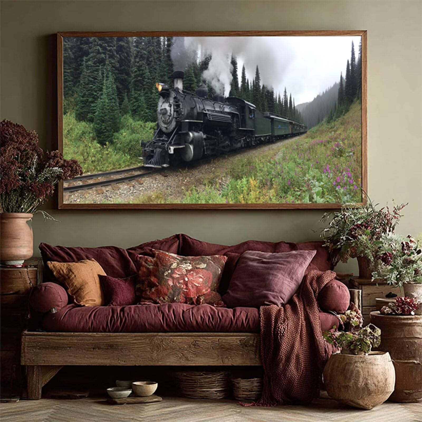 Pociąg Diament Painting, DIY Diamentowe Malowanie Dorosłych Krajobraz, 5D Rzemiosło Dorosły, Zestawy do rysowania diamentów, DIY Ścieg krzyżykowy Zestaw diamentów, Zima Dekoracja domu, 160x70cm 6-7257