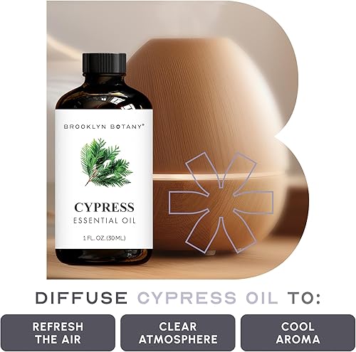 Miniatura 5 de Brooklyn Botany Aceite esencial de ciprés, 100% puro y natural, aceite de grado prémium con cuentagotas - para aromaterapia y difusor, 1 onza líquida