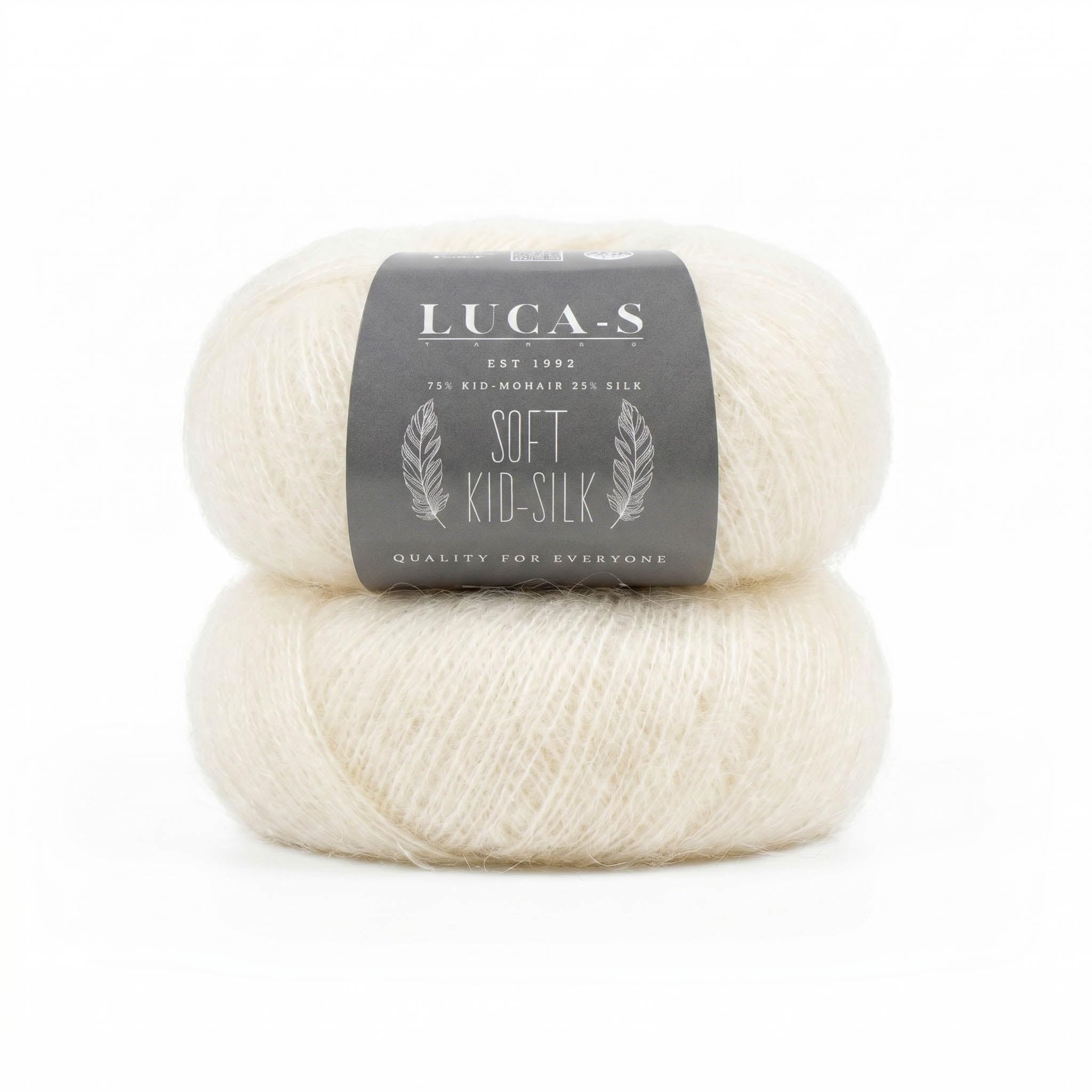 Set of 2 Soft Kid Mohair & Silk Yarn for Knitting & Crochet, 75% Mohair 25% Silk, 25g 210m, Lace-Weight Fluffy and Soft Wool for Knitting