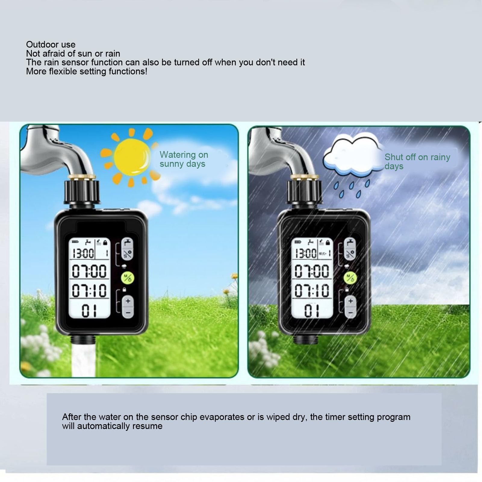 Naroote Programmatore D'acqua Automatico, Timer per Irrigazione da | Ritardo pioggia, 9 programmi, display LCD, timer irrigatore per giardinieri domestici