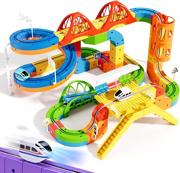 135 pcs klick Rail Electric Train Set 3D Magic Flexible Race Track for Kids