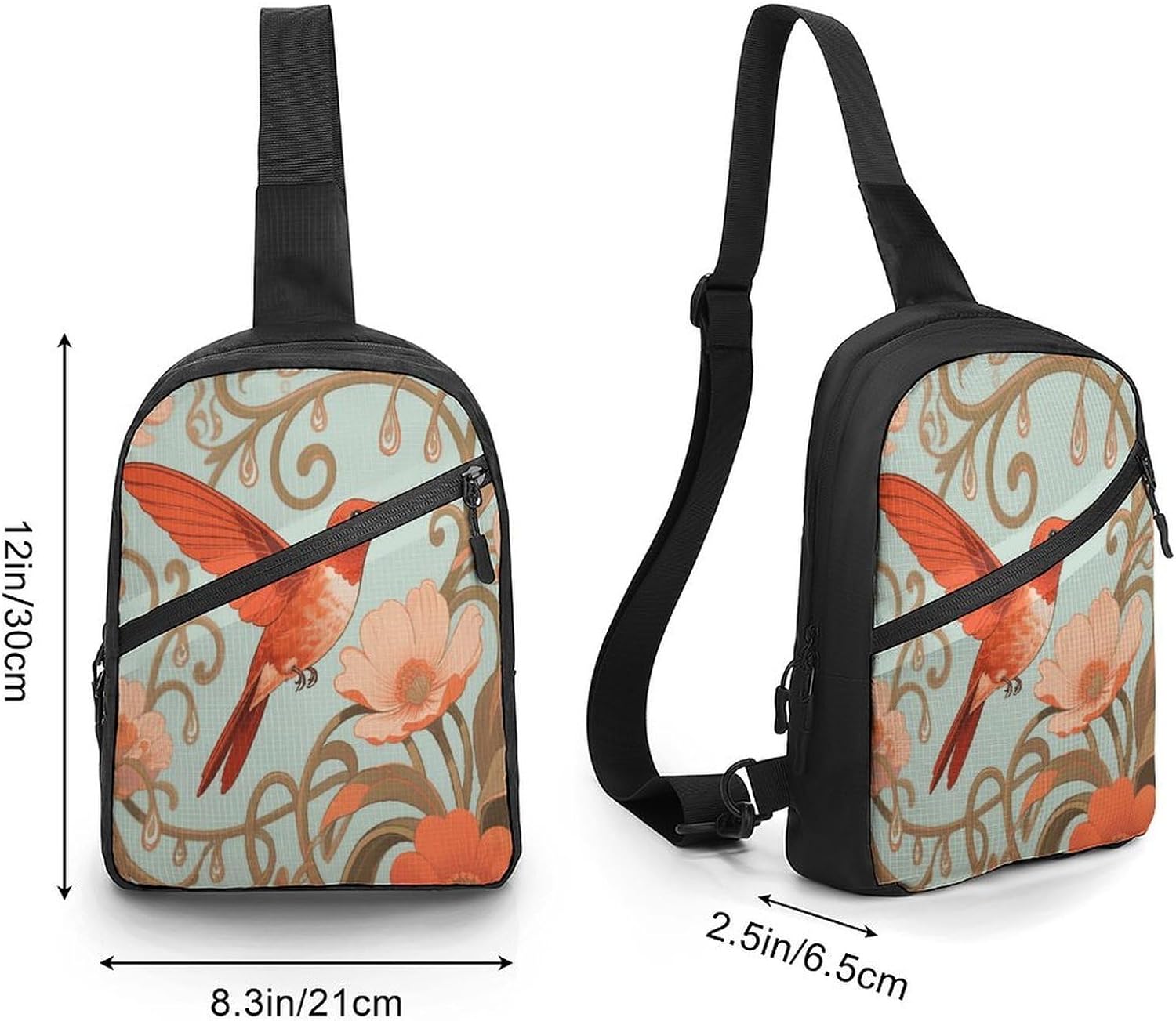 Hummingbird on Vine Crossbody Backpack Sling Bag