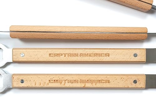 Miniatura 4 de Marvel's Captain America - Juego de utensilios para barbacoa al aire libre de 3 piezas, incluye espátula, tenedor y pinzas de acero inoxidable con