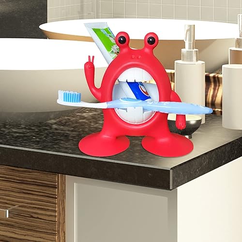 Miniatura 5 de Soporte para cepillos de dientes para niños, lindo juego de soportes para cepillos de dientes y pasta de dientes de dibujos animados, juego de
