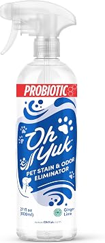 Oh Yuk Probiotics Pet Odor Eliminator and Stain Remover Spray Dog & Cat Urine and Poop Odor Eliminator for Home, Pet Pee Smell Remover & Deodorizer 27 fl oz Fresh Ginger Lime