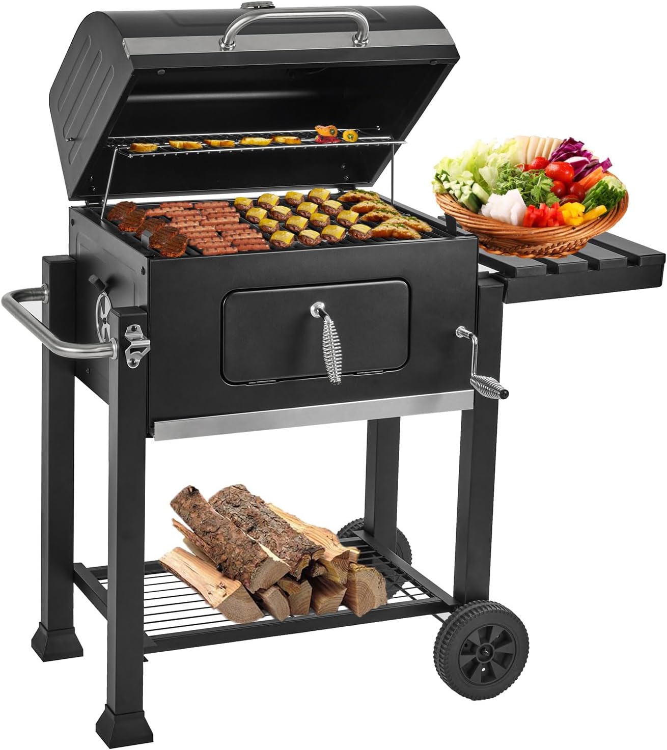 Charcoal Grills, Large Outdoor BBQ Grill Offset Smoker with