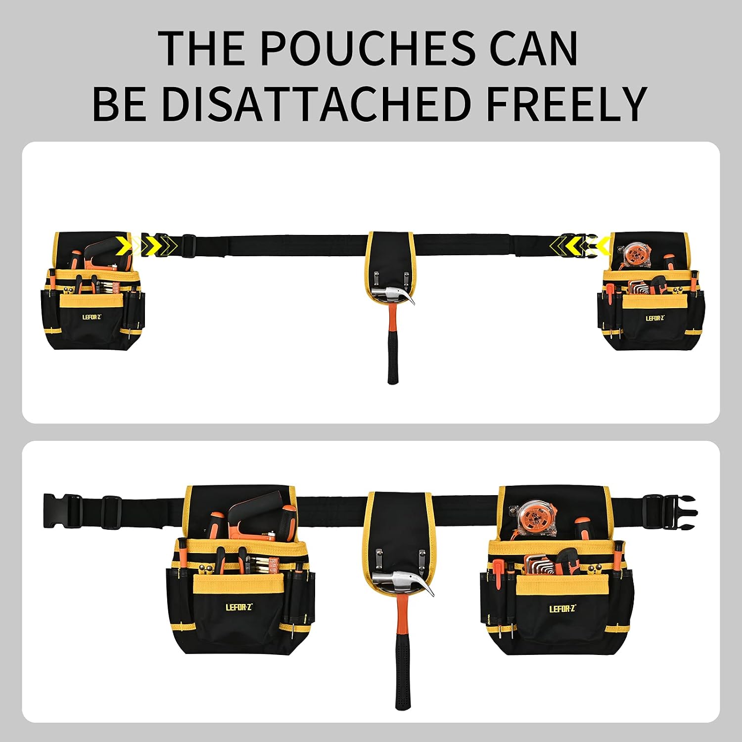 Tool Belt,26-Pockets Tool Belts for Men,Detachable & Adjustable Tool Pouch Bag for Electrician,Carpenter,Construction,Work Apron,Utility Belt