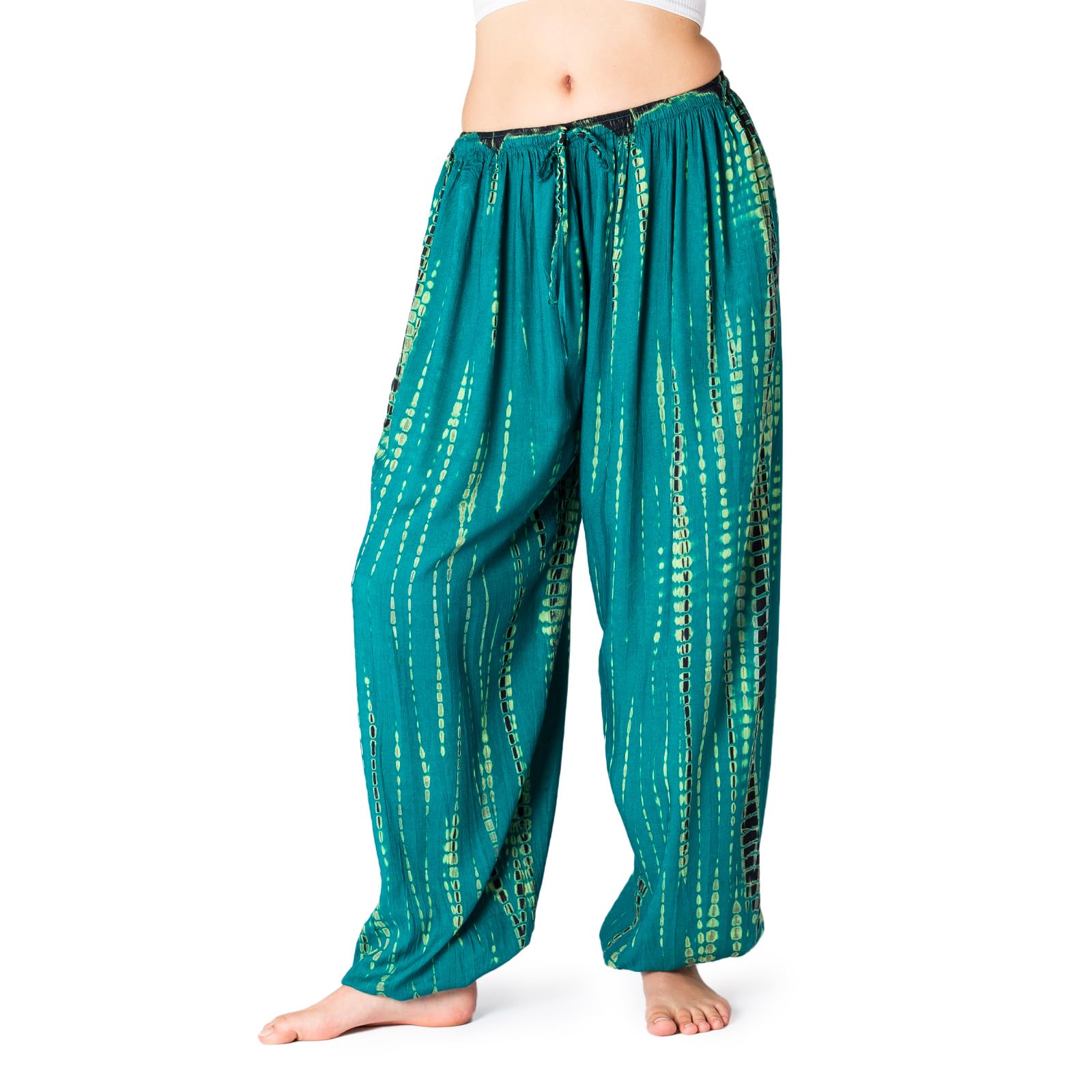 Panasiam Unisex Green Brown Harem Pants Bogota Tiedy, M