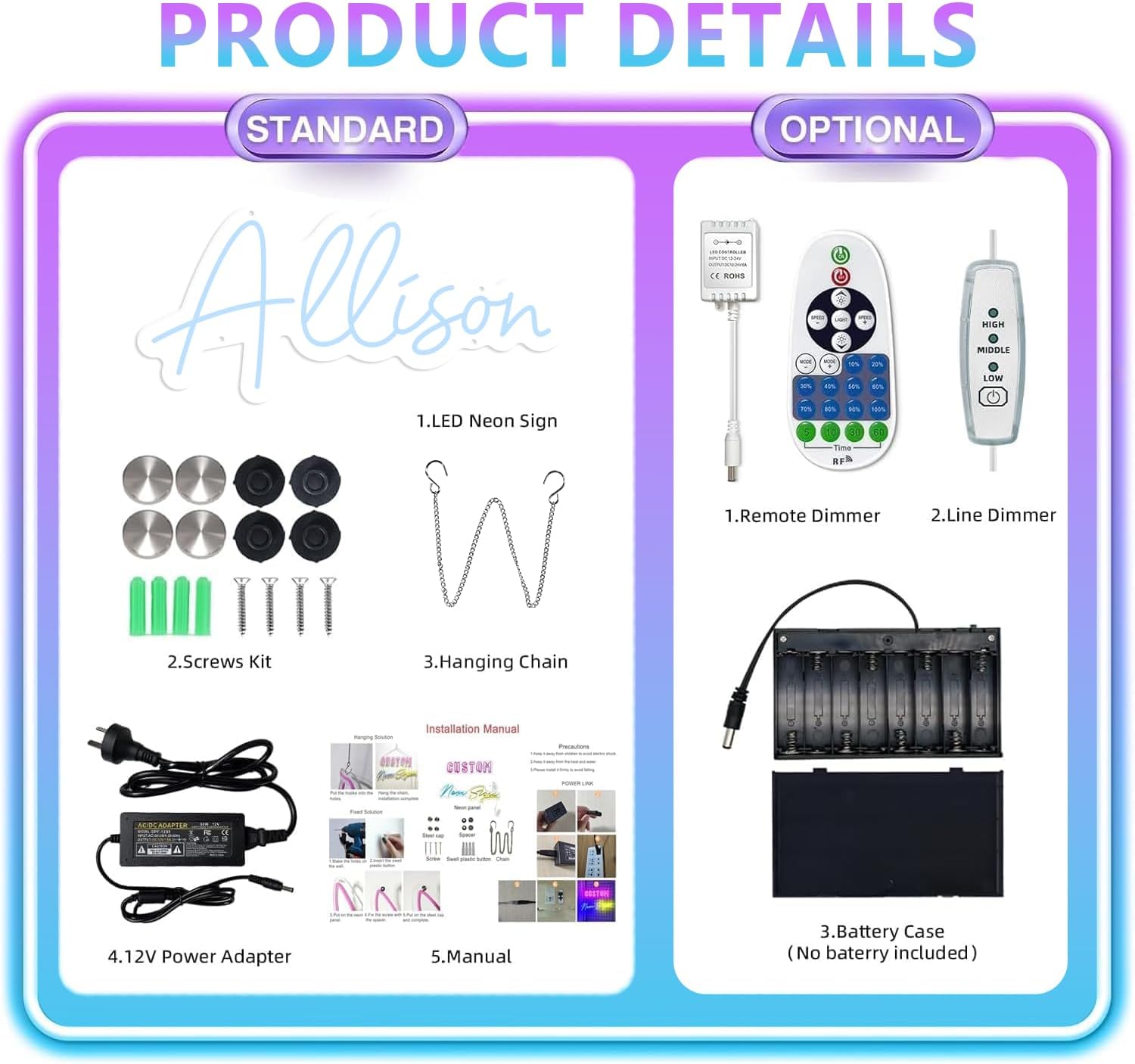 Custom Neon Name Sign Personalized for Boy Room Decor, Customizable Led Name Sign for Wall Decor, Customized Neon Name Sign for Wedding Decorations, Bedroom, Birthday Party Bar, DecoBrilliand, 12''-45''