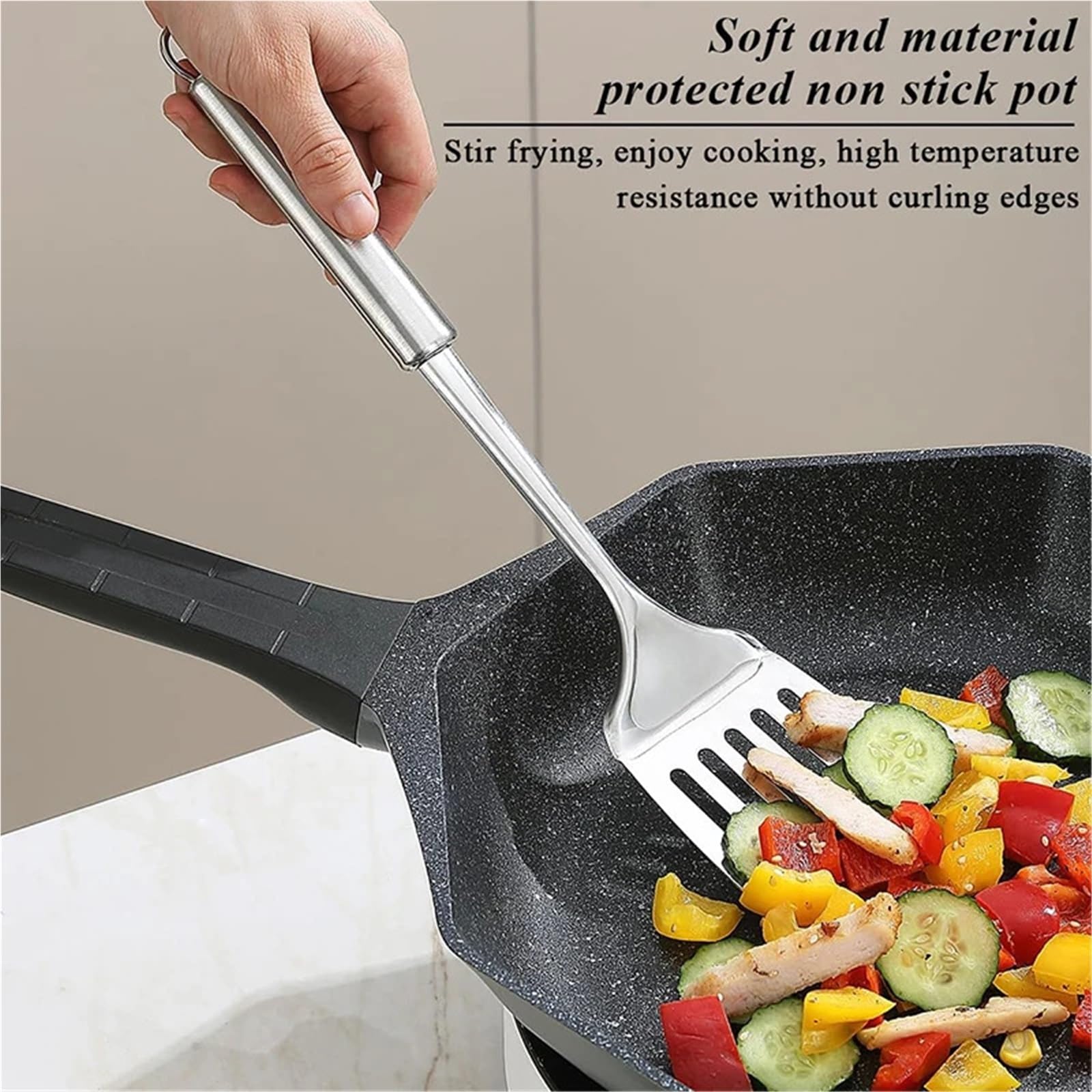 Turner sólido ranurado de acero inoxidable 4 piezas Para Cocina