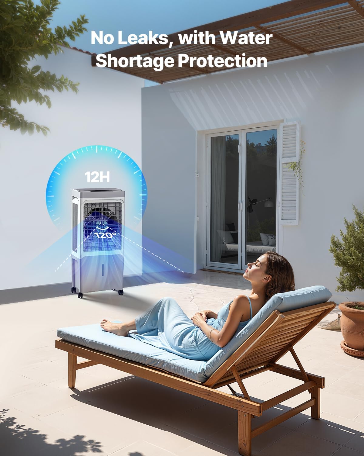 VEVOR Evaporative Air Cooler & Swamp Cooler, 1800 CFM Air Conditioner with 6.8 Gallon Water Reservoir, Remote Control, 12H Timer, 4 Ice Containers, 3 Fan Speeds, Air Humidifier, and Silent Operation