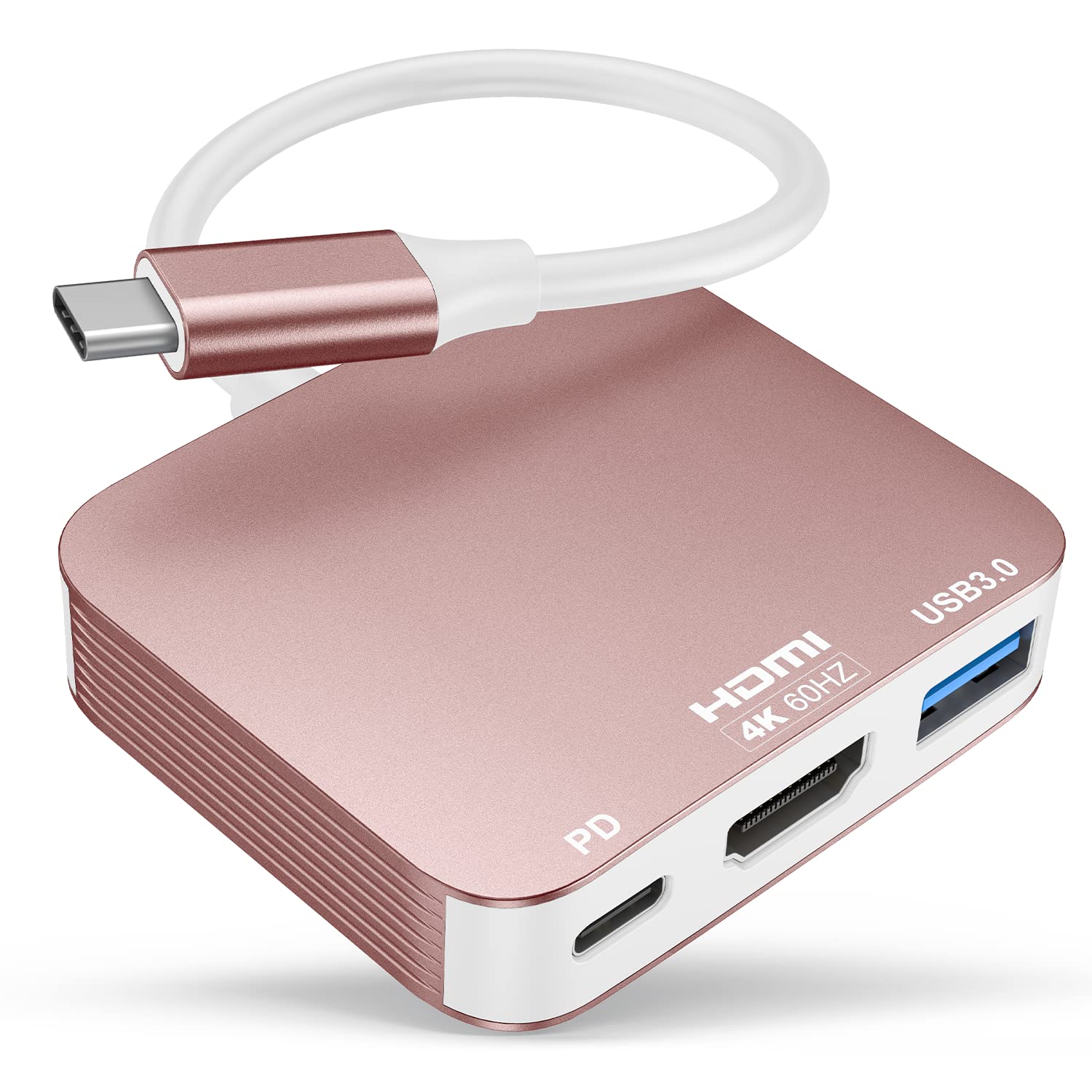 vilcome USB C to HDMI Adapter【4K@60HZ】, HDMI to USB C Adapter Multiport with USB Type C PD &amp; USB 3.0 Port, Compatible for MacBook Pro/Air, iPad Pro/Air, Dell XPS, iPhone 15 Pro/Max, Android (Rose)