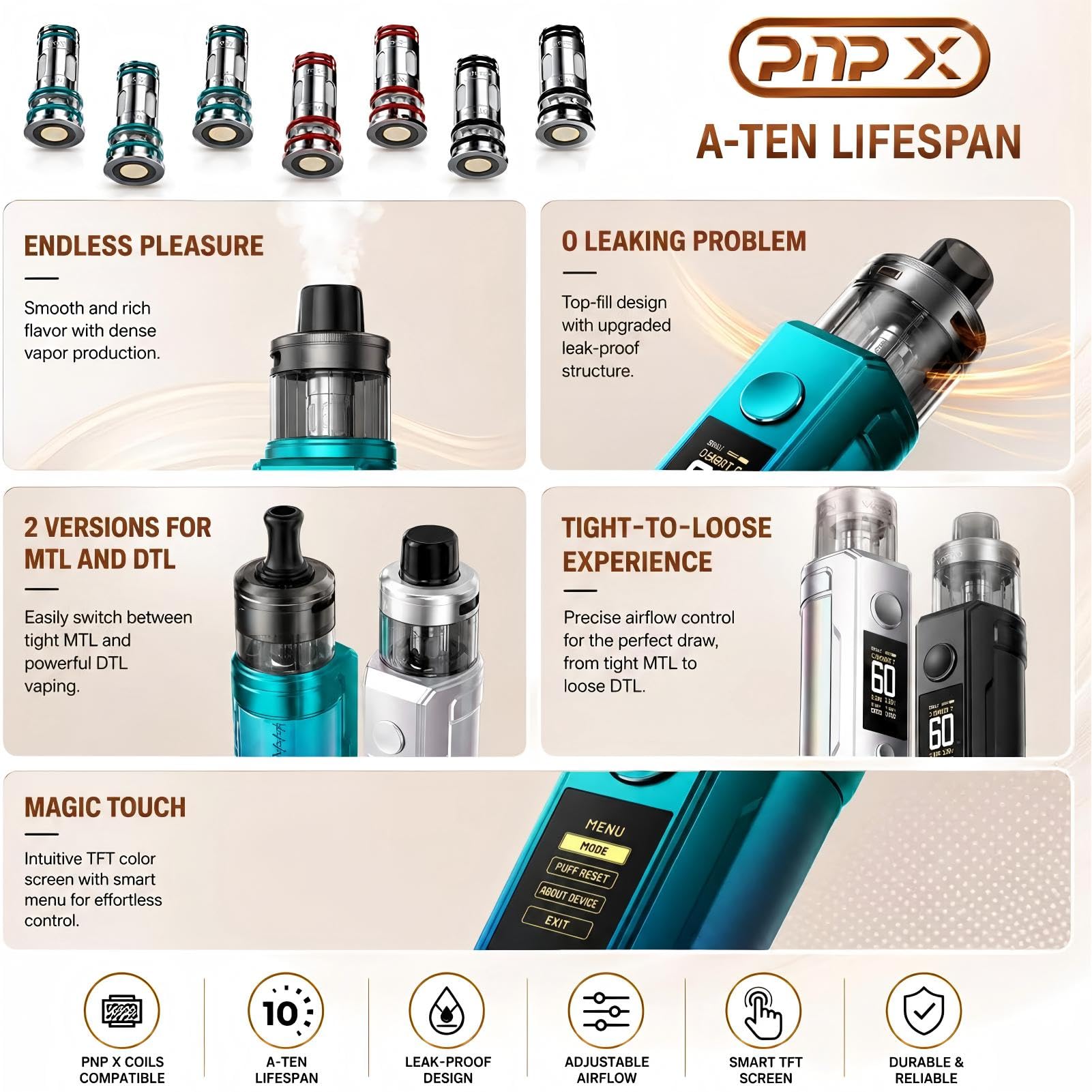 For VOOPOO Drag S2 Kit avec batterie intégrée de 2500 mAh, 5ml No Nicotine