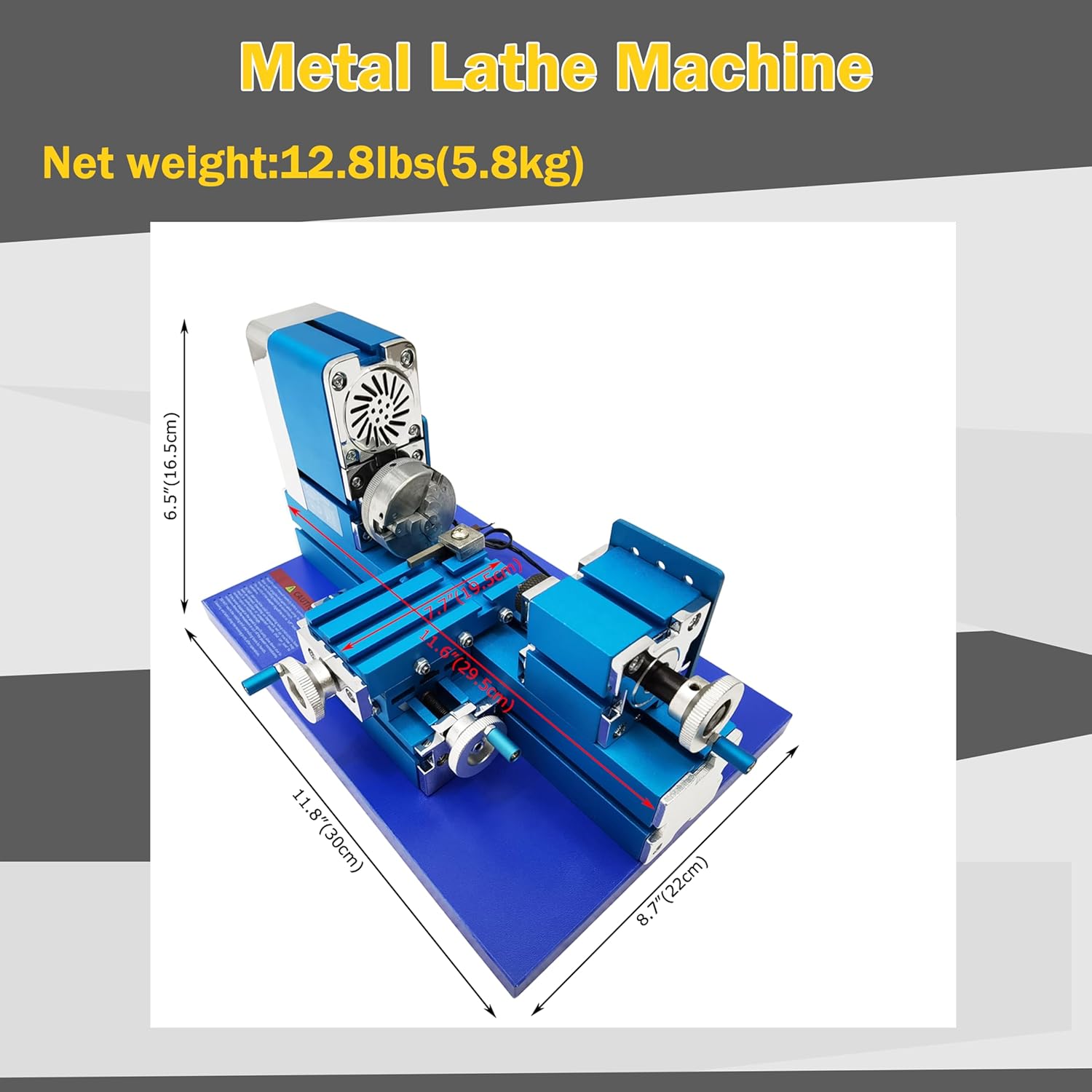 Mini Metal Bench Lathe Benchtop Miniature Metal Lathe DIY Mini Metal Wood Turning Lathe for School Woodworking Metalworking 36W
