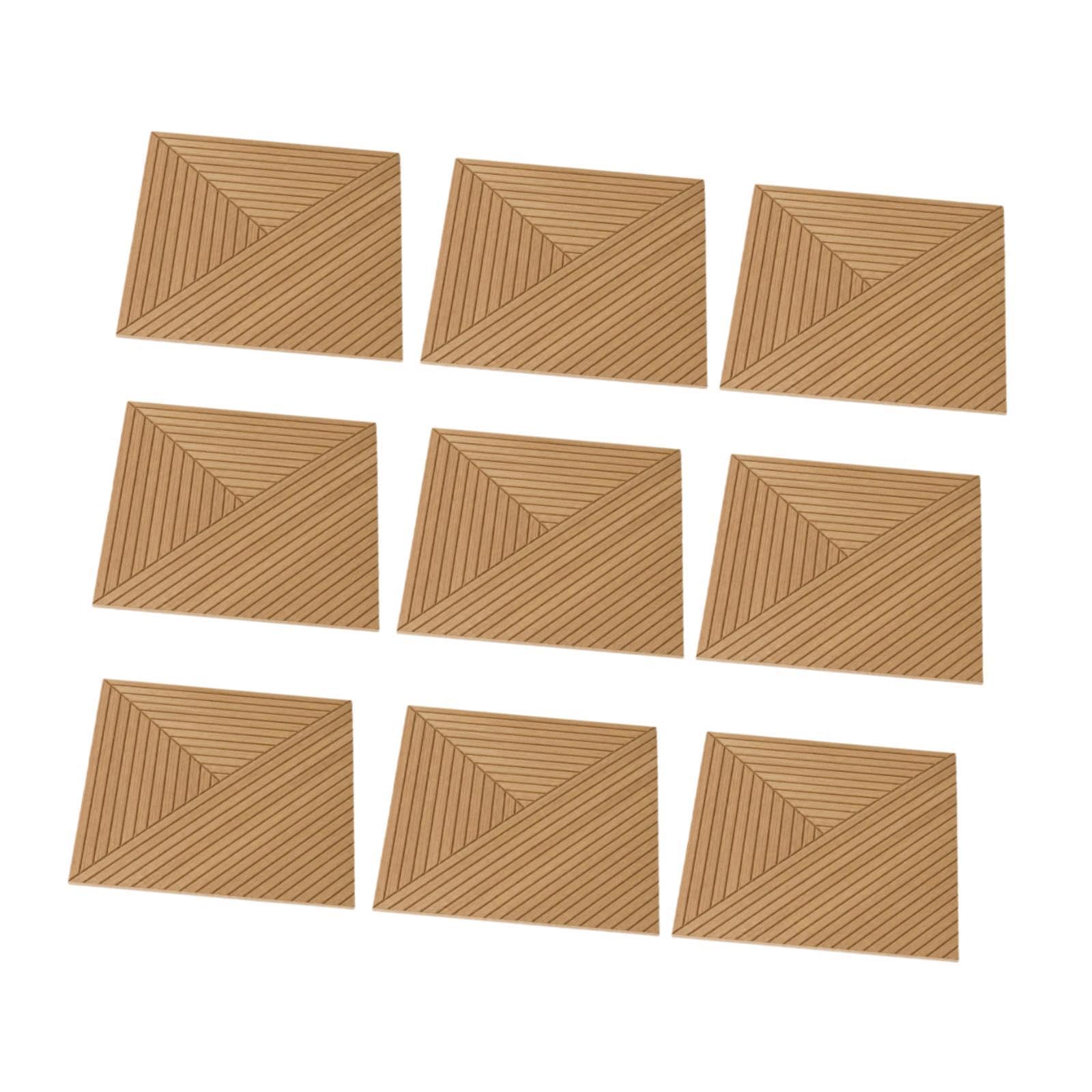 Fenteer 9 paneles acústicos pared, paneles insonorizantes fácil instalación con estampado madera para paredes insonorizadas oficina.