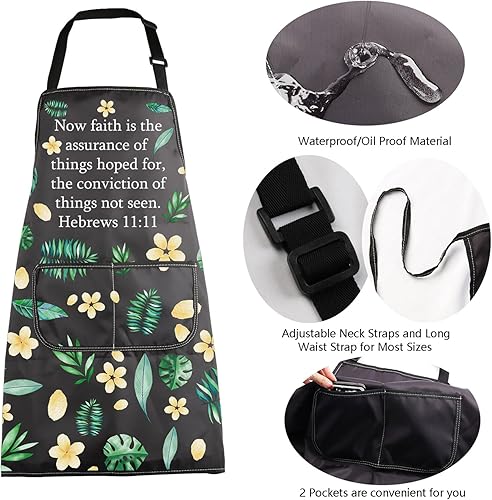 Miniatura 5 de MBMSO Delantal de cocina cristiano cristiano religioso para cocineros, delantal para hornear con bolsillos, versos de la Biblia, delantal espiritual