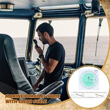 Dunzoom 3 Pcs Marine Navigation Kit, Basic Navigation Set Include 18 Marine Parallel Ruler with Clear Scales, 8 Diameter Nautical Plotter Protractor, 6 Fixed Point Divider for Boat Accessories