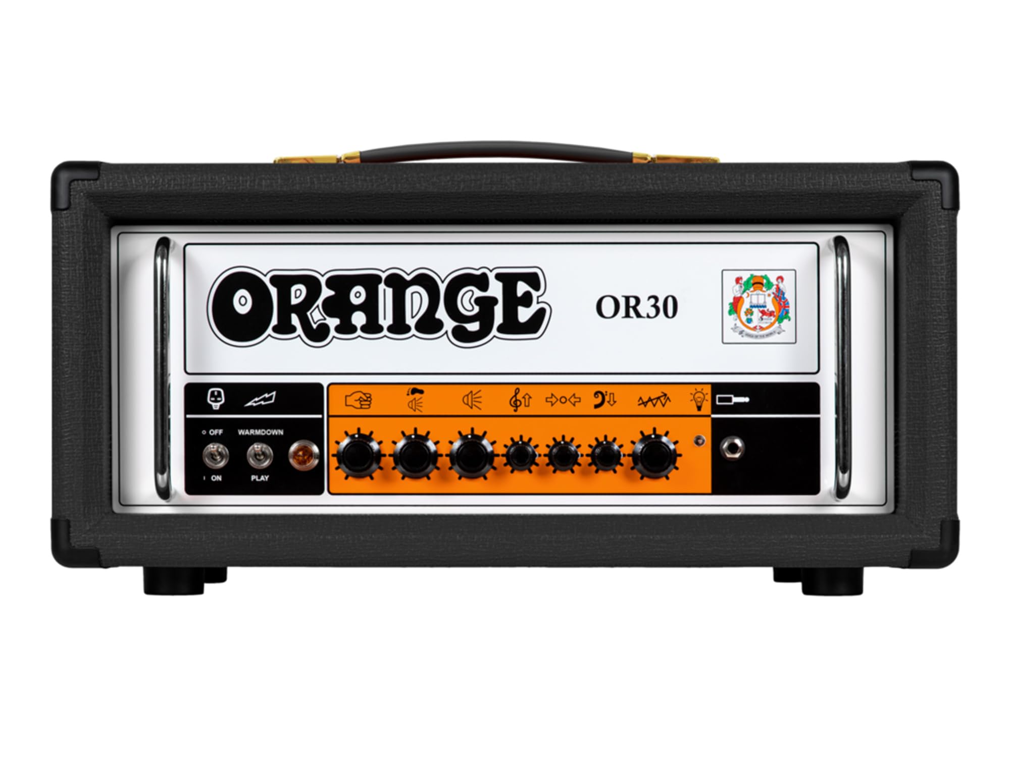 Orange OR30 30-Watt Single Channel Tube Amplifier Head with Footswitchable Volume Boost - Black Bundle with Guitar Cable and Austin Bazaar Polishing Cloth