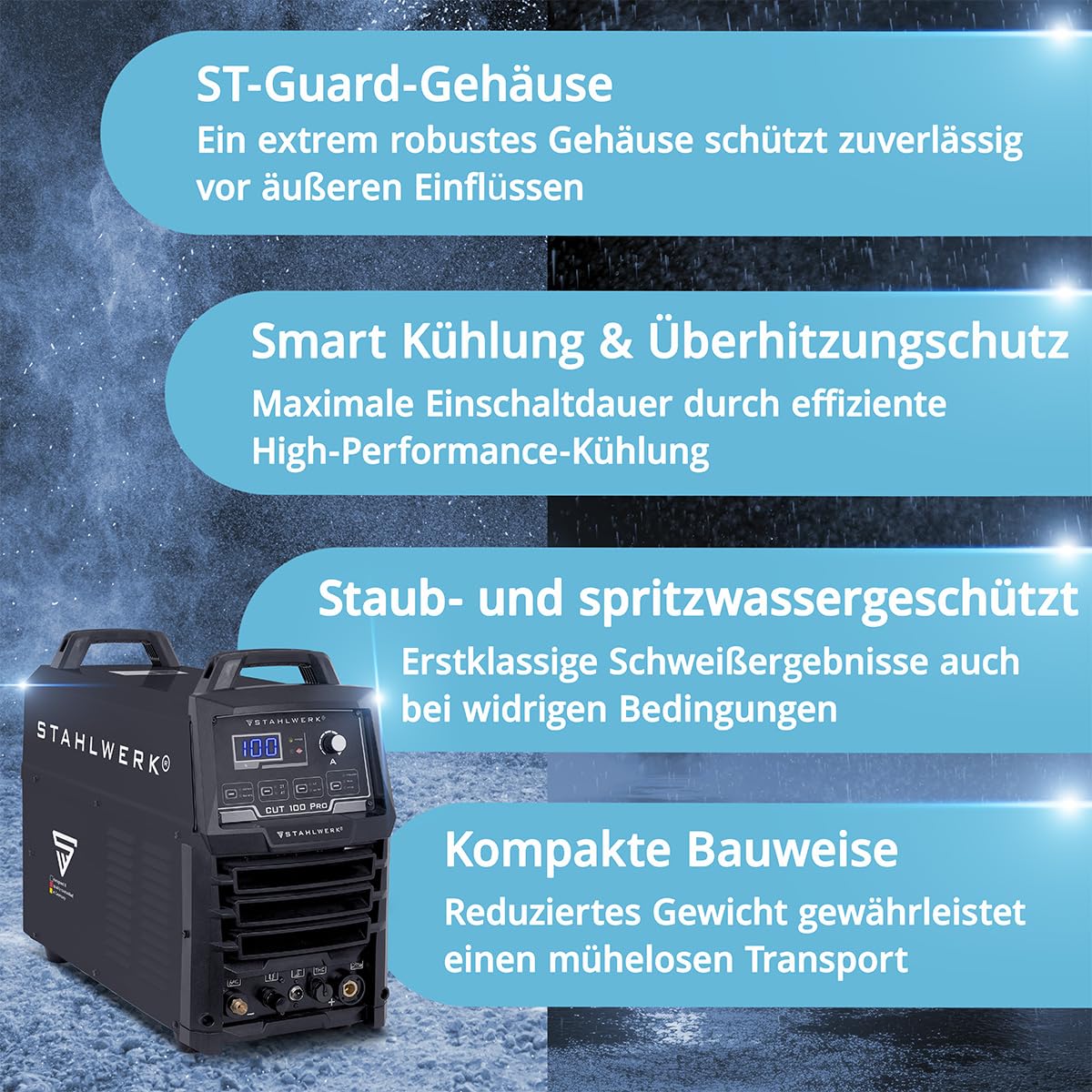 STAHLWERK Plasmaschneider CUT 100 Pro 100 A 44 mm Schneidleistung Pilotzündung Überhitzungsschutz