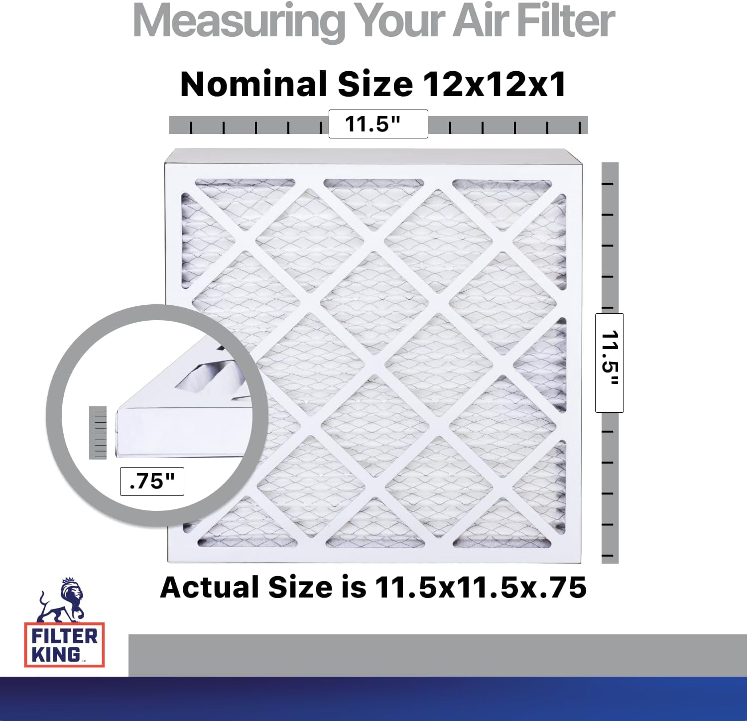Filter King 12x12x1 Air Filter | 4-PACK | Carbon MERV 8 HVAC Pleated A/C Furnace Filters | MADE IN USA | Actual Size: 11.5 x 11.5 x .75"