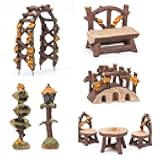Fairy Garden Accessories, LATTOOK 8PCS Miniature Table and Chairs Set Fairy Garden Furniture Ornaments Kit for Home Outdoor Micro Landscape Decoration